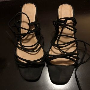 ASOS WIDE Lace Up Black Sandal